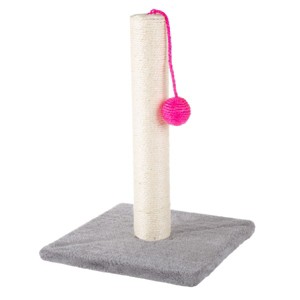 17-Inch Cat Scratching Post - Sisal Rope and Carpet Scratching Pole with Bright Pink Hanging Ball Toy for Adult Cats and Kittens by PETMAKER (Gray) - 1 of 4