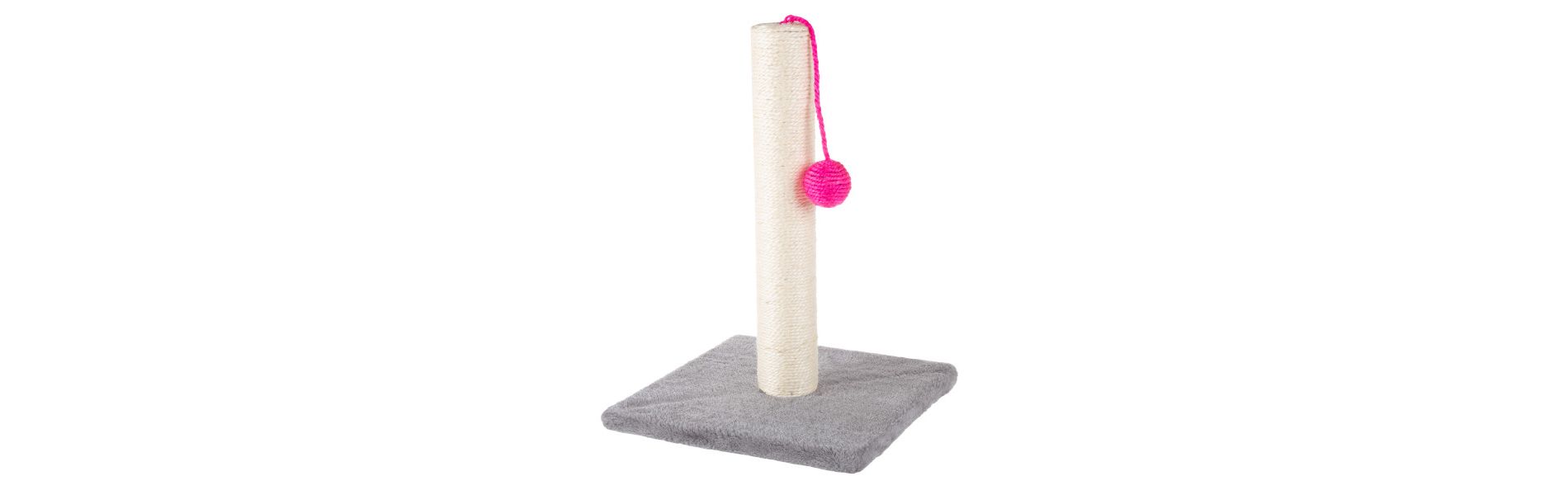 17-Inch Cat Scratching Post - Sisal Rope and Carpet Scratching Pole with Bright Pink Hanging Ball Toy for Adult Cats and Kittens by PETMAKER (Gray)