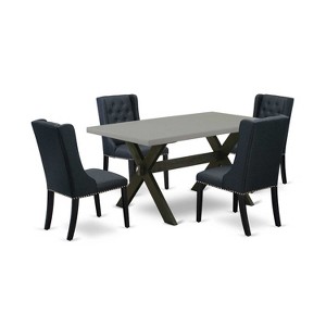 HomeStock 5-Piece Natural Oak Finish Solid Wood Top Dining table with 4 Chairs - 1 of 4