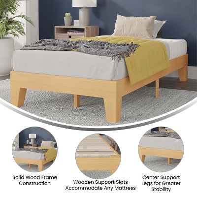 Eduardo Twin-Size Low-Profile Pine Wood Platform Bed Frame