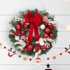 24" Lighted Christmas Wreath with Timer | Pre-Lit Xmas Wreath | 20 Lighted Bowknot Balls, Ornaments & Berries | Battery-Operated - 2 of 4