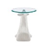 Weldon The Whale Carved Wood and Glass Top Side Table Costal White Driftwood - Linon - 3 of 4