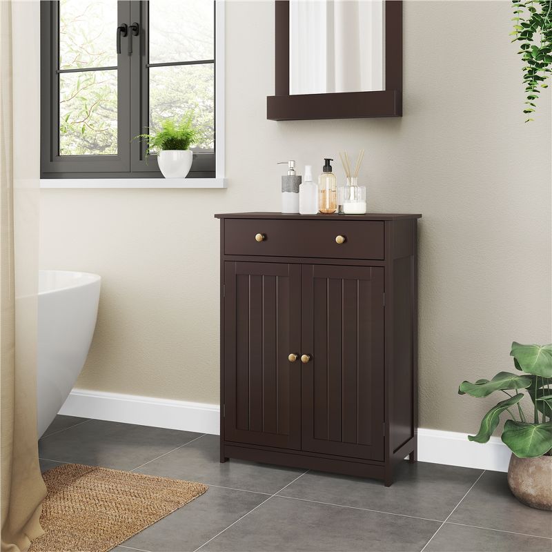 Yaheetech Wooden Bathroom Cabinet with Adjustable Shelf, 3 of 9