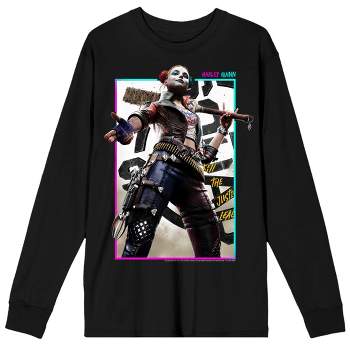 Suicide Squad: Kill the Justice League Harley Quinn Adult Black Long Sleeve Crew Neck Tee