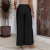 Coolmee Womens Elastic High Waisted Palazzo Pants Casual Wide Leg Long Lounge Pant Trousers with Button Pocket S White - 2 of 4