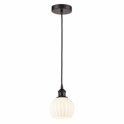 White Venetian - 1 Light Cord Hung Mini Pendant In Modern Style-8 Inches Tall and 6 Inches Wide