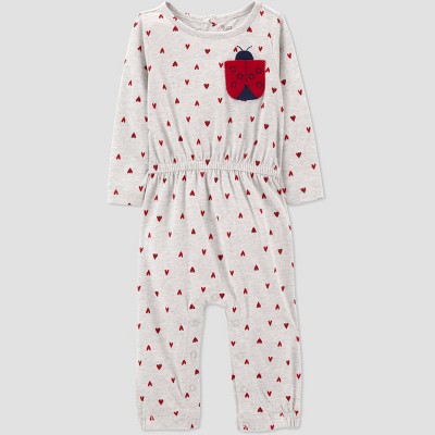 Image of Baby Girls' Ladybug Jumpsuit - Just One You® made by carter's Gray/Red 6M