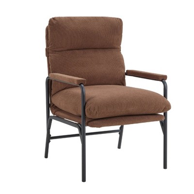 Modern Accent Chair, Reclining Chair with Adjustable Backrest, Corduroy Chair with Metal Frame Bedroom