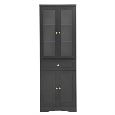 TiramisuBest Tall Storage Cabinet with Three Drawers for Bathroom/Office, Black