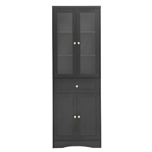 TiramisuBest Tall Storage Cabinet with Three Drawers for Bathroom/Office, Black - 1 of 4