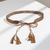 Anna-Kaci Women's Braided Faux Leather Waist Belt with Tassel Tie Detail 67in - Brown - 4 of 4