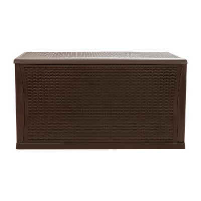 Brown 120 Gallon Lockable Plastic Deck Storage Box