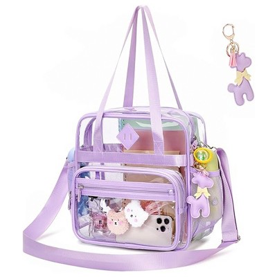 Clear Tote Bag for Women, See Through Transparent PVC Shoulder Bag, Stadium Approved Purse for Work, School, Sports Games, Concerts, Events