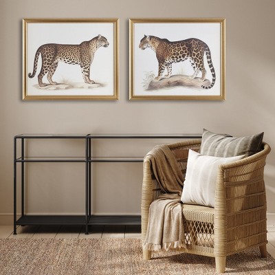 Cheetah Framed Graphic Wall Decor 2 Piece set Multi See below
