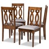 Set of 4 Cherese Fabric Upholstered Wood Dining Chairs Gray/Walnut - Baxton Studio - 4 of 4