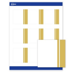 Avery Printable Square Cards, Gold Double-Dipped Edge, 2.5" x 2.5", Matte White Square Cards, Laser/Inkjet, 90ct, Great for Business Cards - 1 of 4