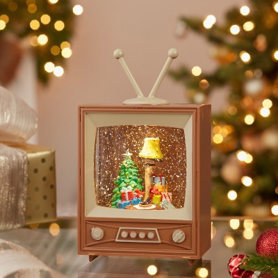8.5-Inch Brown LED Musical Christmas Television Decor