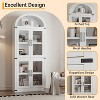 Arched Bookcase with Doors, 4 Tier Display Bookshelf Storage Cabinet - Heavy Duty Construction, Modern Floor Standing Organizer for Home Office - 3 of 4