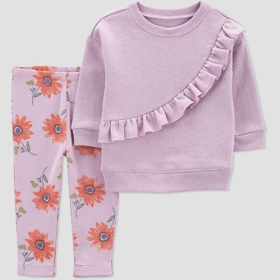 Image of Carter's Just One You® Baby Girls' Floral Top & Bottom Set - Purple 18M