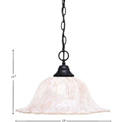 Toltec Lighting Any 1 - Light Pendant in  Matte Black with 16" Italian Ice Shade