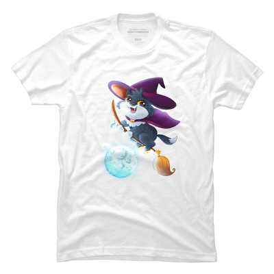 Men's Design By Humans Halloween cat witch By Yelllowlion T-Shirt