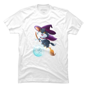 Men's Design By Humans Halloween cat witch By Yelllowlion T-Shirt - 1 of 2