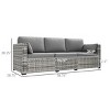78.75" Wicker Patio Sofa with Cushions, 3 Seat Outdoor Couch with Steel Frame for Deck or Garden -3irtyhousy - 3 of 4