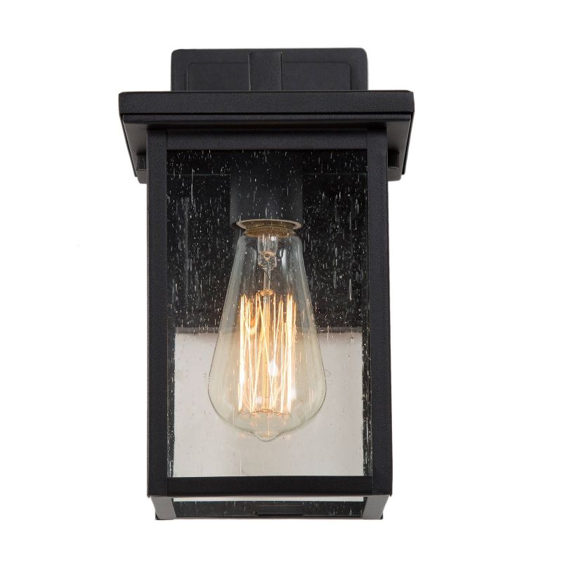 10.5&#34; Metal/Seeded Glass Square Outdoor Wall Light Matte Black - LNC, 6 of 10
