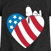 Girls' - Peanuts - Snoopy On Flag Heart Fitted Short Sleeve Graphic T-Shirt - 2 of 4