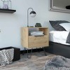 Vynxaria Light Oak Nightstand, 1 Drawer + 1 Door Cabinet + 2 Shelves, Hairpin Legs, Easy Assembly, High-Quality Build, Part of Coordinating Collection - 3 of 4