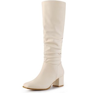 Perphy Women's Halloween Square Toe Chunky Heel Wide Calf Knee High Boots - 1 of 3