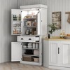 Yukimo 71" Tall Pantry Cabinet, LED-lit Kitchen Storage with Drawer, Adjustable Shelves, White - 2 of 4