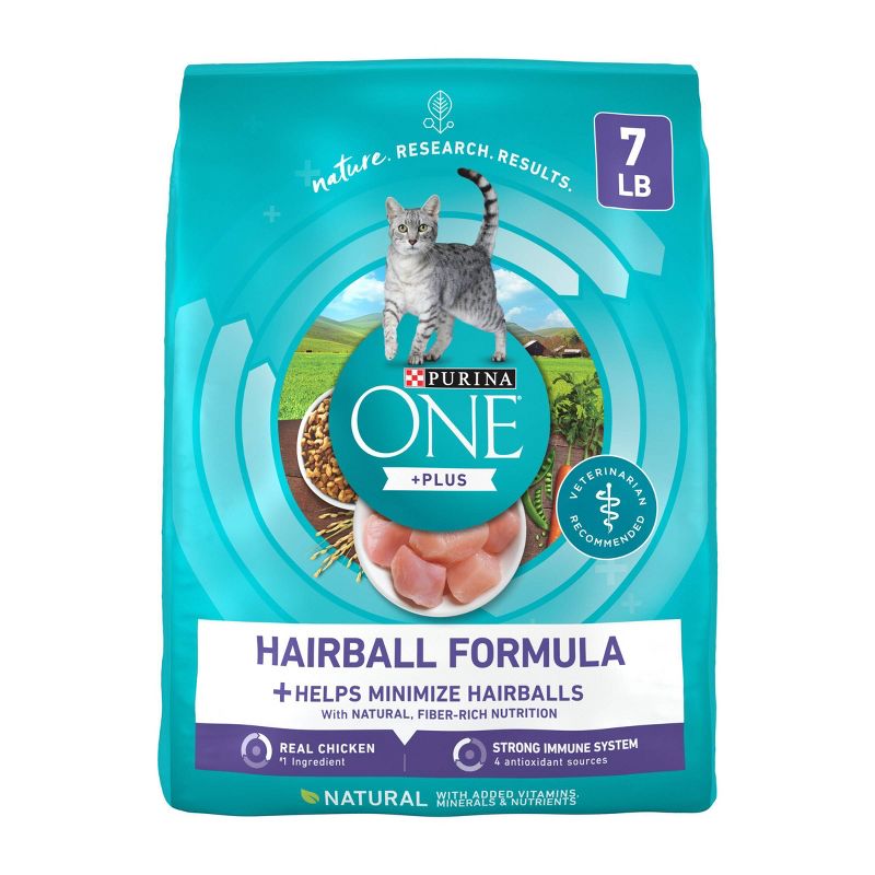 Purina ONE Hairball Formula Adult Premium Chicken Flavor Dry Cat Food, 1 of 9