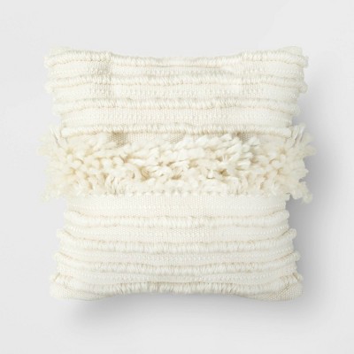 Outdoor Throw Pillow Tufted Fringe Cream - Threshold™