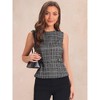 INSPIRE CHIC Women's Tweed Elegant Plaid Print Sleeveless Crew Neck Waist Buckle Back Zipper Top - 4 of 4