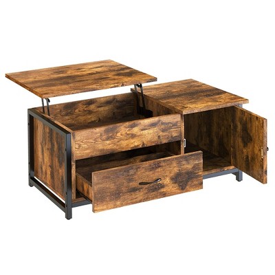 Hausource 41.7" Lift Top Coffee Table with Hidden Storage, Drawers & Side Cabinet for Living Room