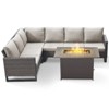 POCASSY All Weather Brown Wicker Outdoor Sectional Sofa with Fire Pit Table, 4PCS Patio Furniture Set with 41" Propane Firepit Table for Outside - 3 of 4