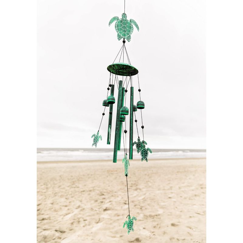 Dawhud Direct 20" H Rustic Green Turtle Wind Chimes for Outside - Lawn Decoration, 5 of 7