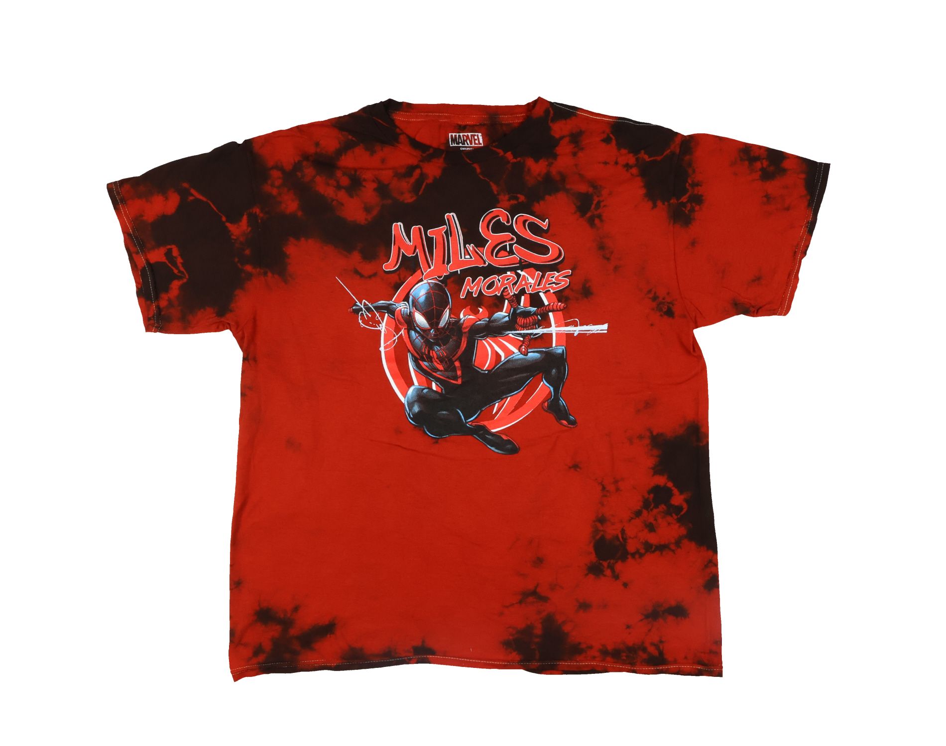 Spider-Man T-Shirt Boys' Miles Morales Tie Dye Short Sleeve Graphic Tee (10/12) Multicolored