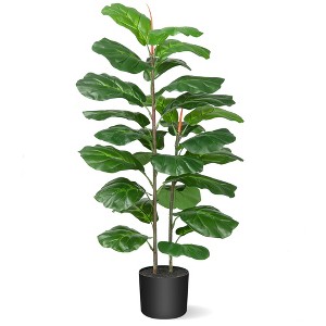 Acekool 39-Inch Artificial Fiddle Leaf Fig Tree with Natural Wood Trunk, Adjustable Leaves, Indoor & Outdoor Faux Plant with Pot - 1 of 4