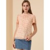 INSPIRE CHIC Women's Ruffle Neck Short Sleeves Keyhole Back Floral Blouse - image 3 of 4