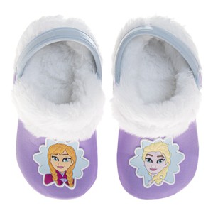 Disney Frozen Anna and Elsa Fuzzy Fleece Lined Clogs for Girls Winter Warm Plush Garden Shoes (Toddler) - 1 of 4