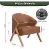 Mid Century Accent Chair, Teddy Velvet/Linen/PU, Wood Frame, Multiple Colors - 3 of 4