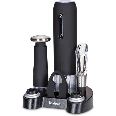 Ivation Wine Gift Set, Includes Electric Wine Bottle Opener, Wine Aerator, Vacuum Wine Preserver, 2 Bottle Stoppers, Foil Cutter & Charging Base