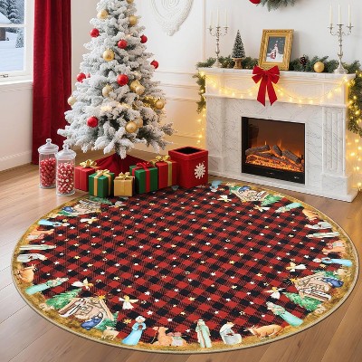 TackView Christmas Area Rug Washable Winter Holiday Rugs for Living Room Xmas Bedroom Carpet with Non Slip Backing
