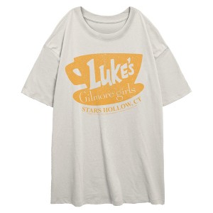 Juniors Gilmore Girls Luke's Diner Stars Hollow Sign T Shirt - 1 of 4