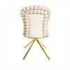 Gulches Set of 2 Beige Velvet Dining Chairs 360¡ã Swivel, Gold X-Shaped Metal Legs, Fur Ball Curved Backrest, High-Density Foam - 4 of 4