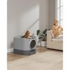 Enclosed Cat Litter Box with Slide-Out Tray - Anti-Tracking Design, Includes Scoop & Brush, Dove Gray and Slat Gray - 2 of 4