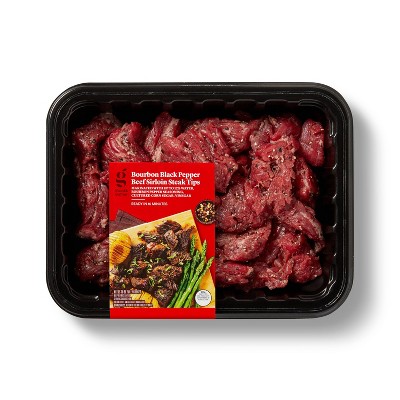 Bourbon Black Pepper Beef Sirloin Steak Tips - 13oz - Good & Gather™