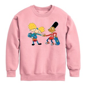 Boys' - Hey Arnold! - Arnold and Gerald Skateboard Graphic Long Sleeve Fleece Sweatshirt - 1 of 4
